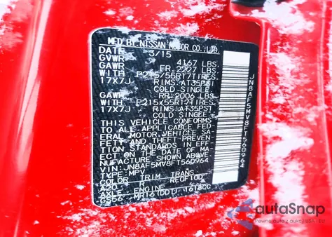 2015 Nissan Juke Sl z USA, uszkodzony, nr VIN JN8AF5MV8FT560964